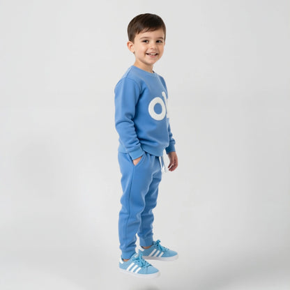 Boys Fleece 2-Piece “OK” Outfit | Cozy Winter Sweatshirt & Trouser Set for Kids