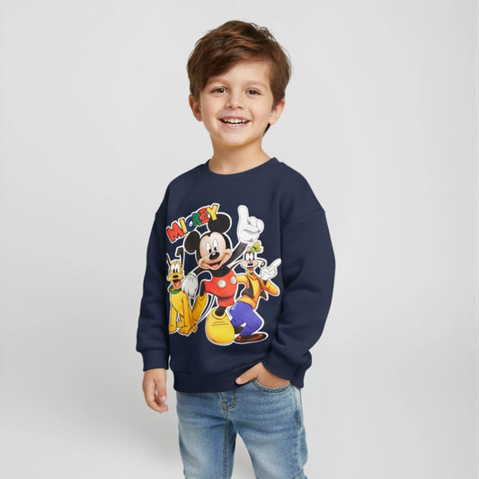 Kids Sweatshirt – Mickey Mouse, Goofy & Pluto Printed Winter Sweatshirt (4 Colors)
