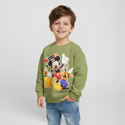 Kids Sweatshirt – Mickey Mouse, Goofy & Pluto Printed Winter Sweatshirt (4 Colors)