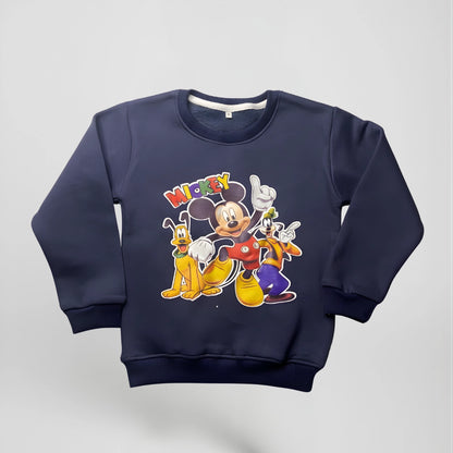 Kids Sweatshirt – Mickey Mouse, Goofy & Pluto Printed Winter Sweatshirt (4 Colors)