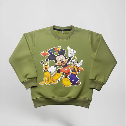 Kids Sweatshirt – Mickey Mouse, Goofy & Pluto Printed Winter Sweatshirt (4 Colors)
