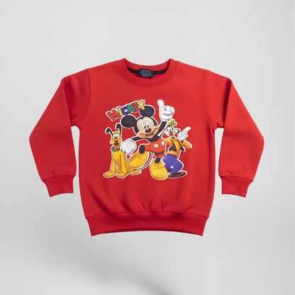 Kids Sweatshirt – Mickey Mouse, Goofy & Pluto Printed Winter Sweatshirt (4 Colors)