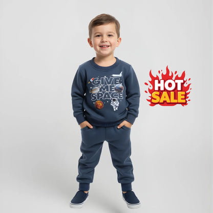 Kids Fleece Two-Piece Set – “Give Me Space” Astronaut Sweatshirt & Joggers