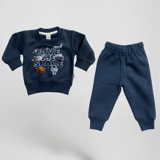 Kids Fleece Two-Piece Set – “Give Me Space” Astronaut Sweatshirt & Joggers
